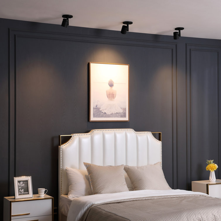 Black Adjustable LED Flush Mount Spotlight with Aluminum Shade