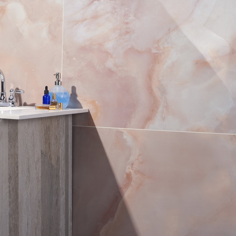 Calla 24" x 47" Coral Porcelain Marble Look Wall & Floor Tile