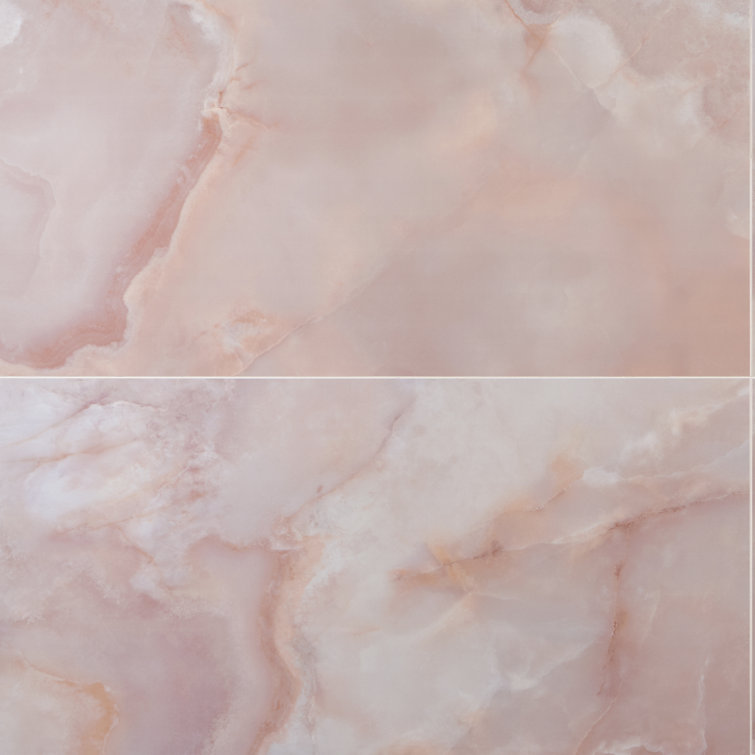 Calla 24" x 47" Coral Porcelain Marble Look Wall & Floor Tile