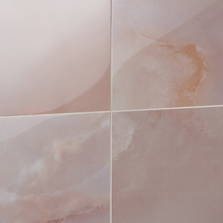 Calla 24" x 47" Coral Porcelain Marble Look Wall & Floor Tile