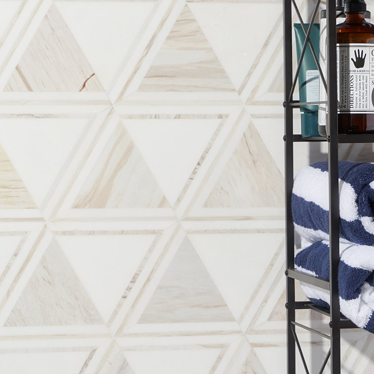 Bernini Beige Polished Porcelain and Marble Mosaic Tile