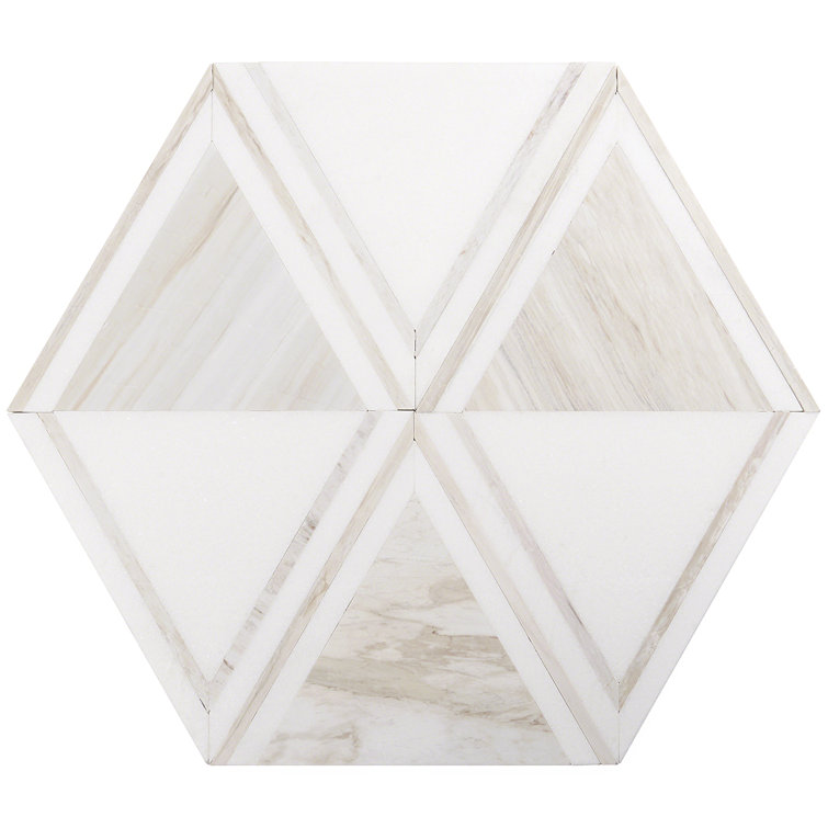 Bernini Beige Polished Porcelain and Marble Mosaic Tile
