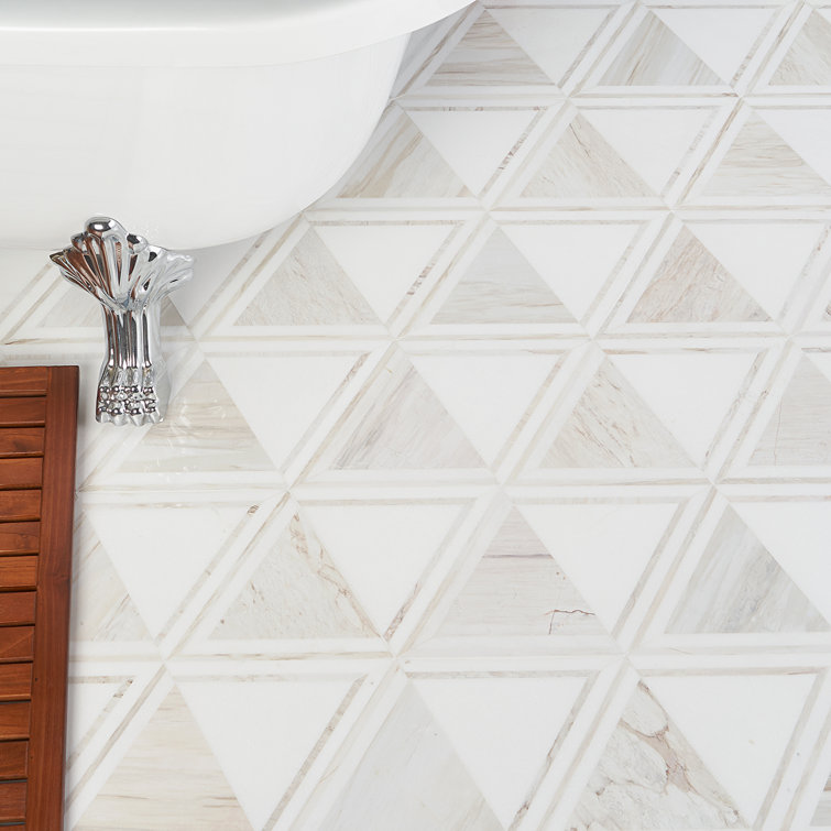 Bernini Beige Polished Porcelain and Marble Mosaic Tile