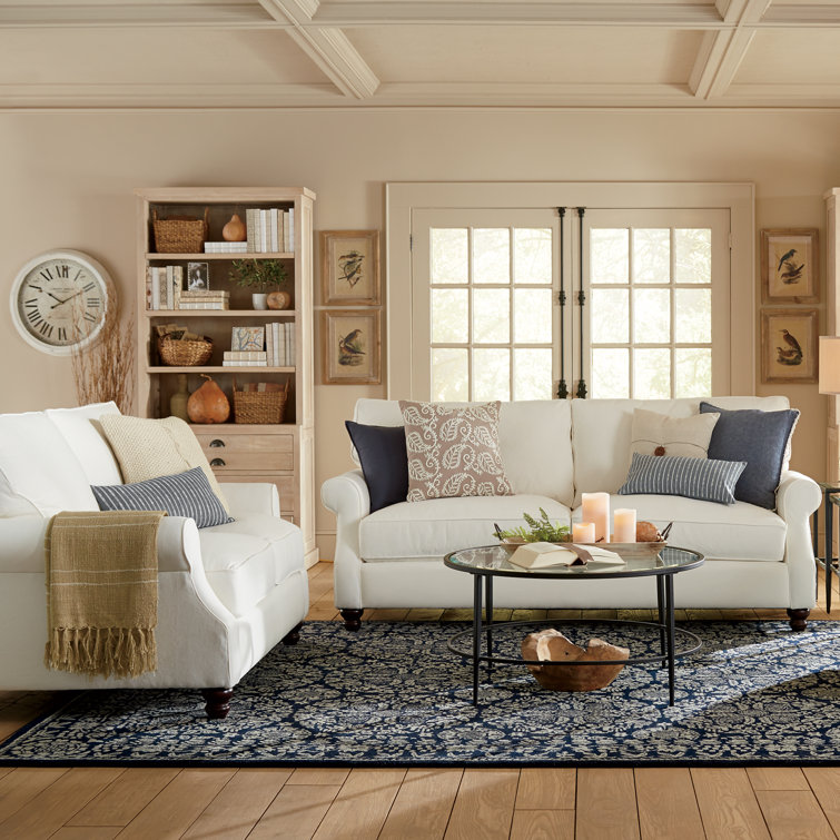 Blue and Gray Rectangular Hand-Tufted Wool Rug