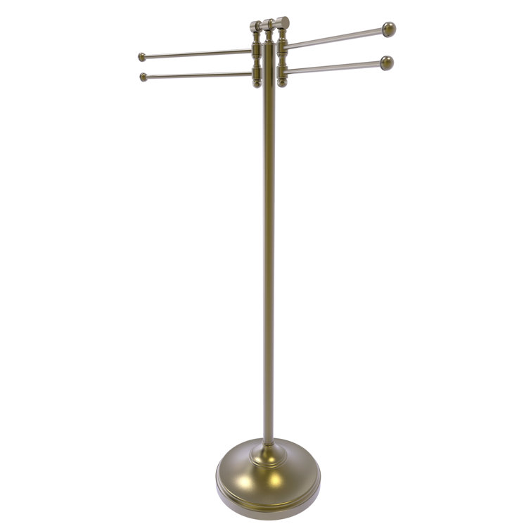 Antique Brass Freestanding Towel Stand with Pivoting Arms