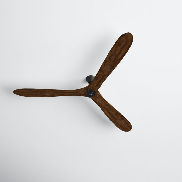 Matte Black and Dark Walnut 52" Solid Wood Ceiling Fan with Remote