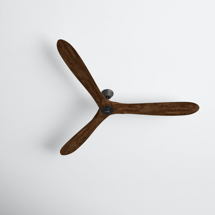 Matte Black and Dark Walnut 52" Solid Wood Ceiling Fan with Remote