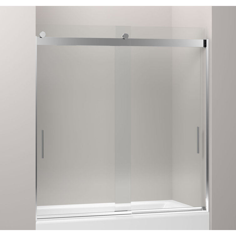 Levity 60" Silver Sliding Bath Door with Clear Glass