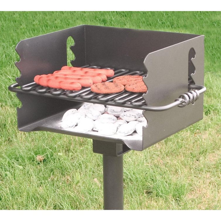 Pilot Rock Black Steel Park-Style Outdoor BBQ Charcoal Grill