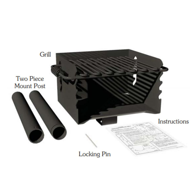 Pilot Rock Black Steel Park-Style Outdoor BBQ Charcoal Grill