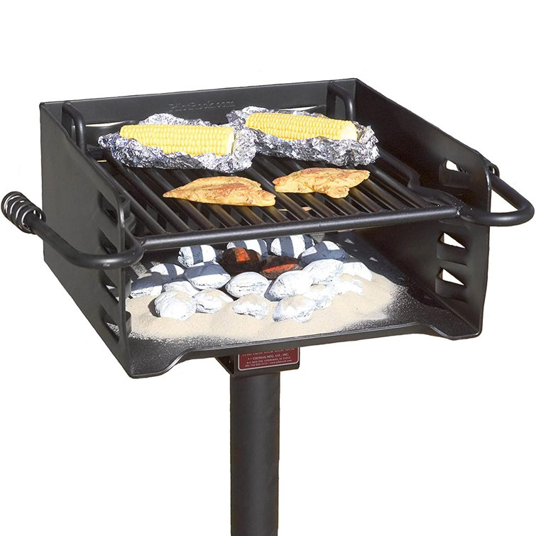 Pilot Rock Black Heavy Duty Steel Park Style Charcoal Grill