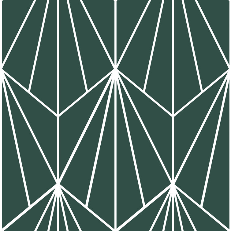 Emerald Green Geometric Peel and Stick Vinyl Floor Tiles