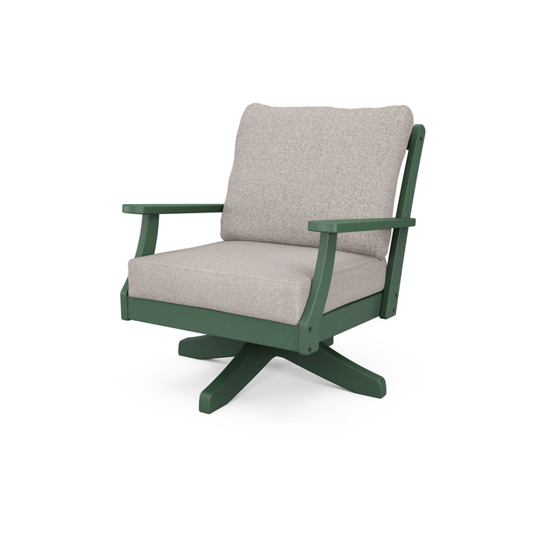 Braxton 31" Green/Gray Weathered Tweed Deep Seating Swivel Chair