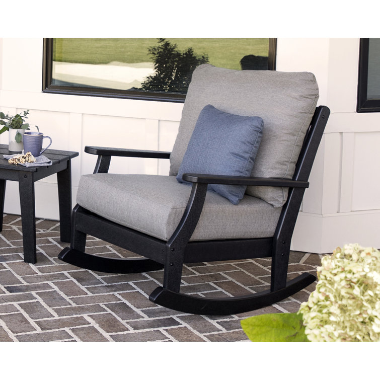 Braxton Black and Gray Deep Seating Rocking Chair with Cushions