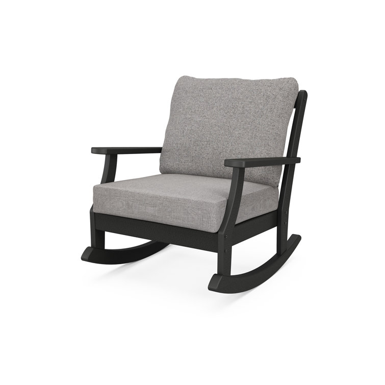 Braxton Black and Gray Deep Seating Rocking Chair with Cushions