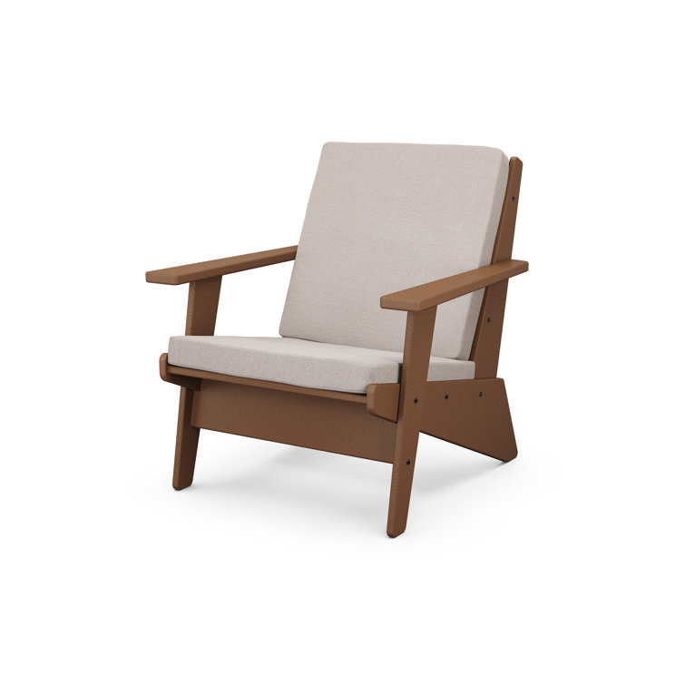 Riviera Modern Teak Lounge Chair with Dune Burlap Cushions