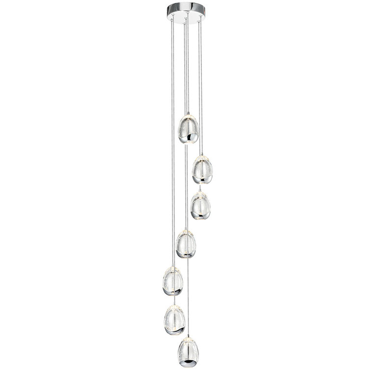 Venezia Chrome 7-Light Adjustable LED Teardrop Chandelier