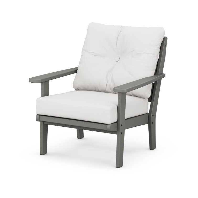 Slate Gray Deep Seating Chair with Natural Linen Cushions