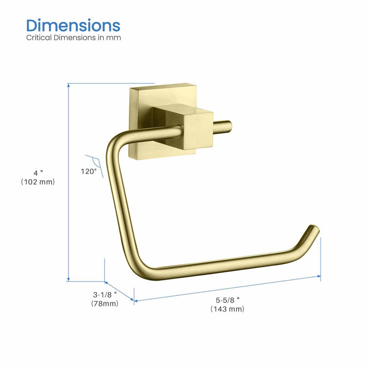 Brushed Gold Brass Wall Mounted Toilet Paper Holder