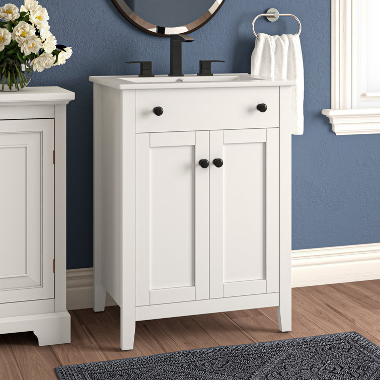 Nantucket 24" Sleek White Bathroom Vanity with Soft-Close Doors