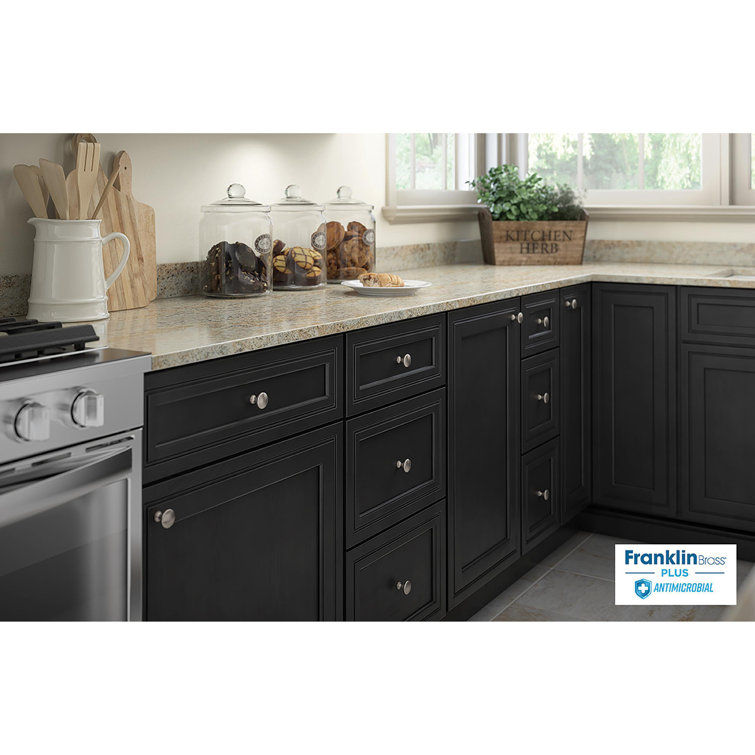 Satin Nickel Round Antimicrobial Cabinet Knob with Mounting Hardware