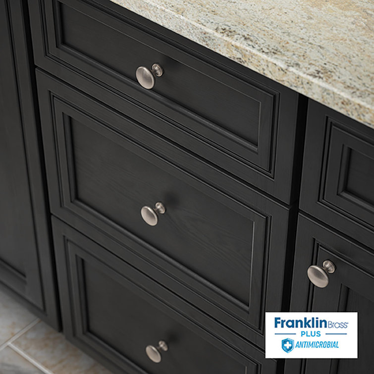 Satin Nickel Round Antimicrobial Cabinet Knob with Mounting Hardware