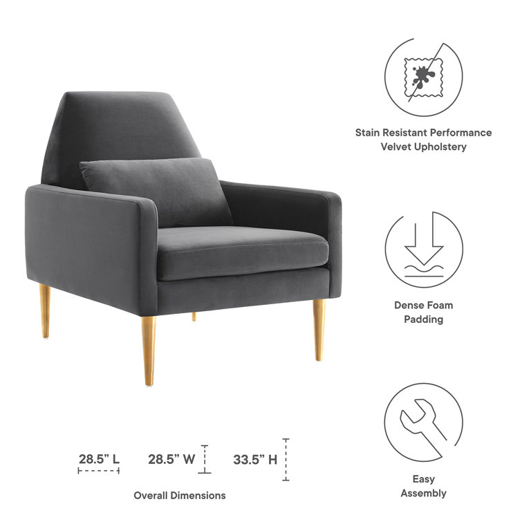 Liliana Charcoal Gray 28.5" Performance Velvet Armchair