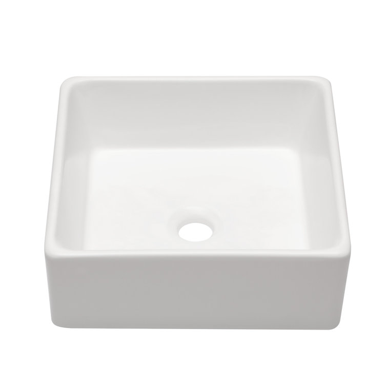 15'' x 15'' White Gloss Ceramic Square Vessel Sink