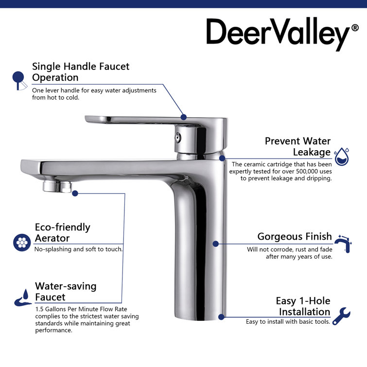 Chrome Brass Single Hole Bathroom Faucet