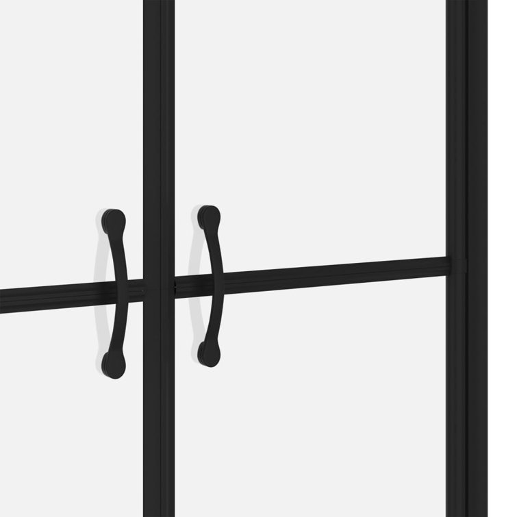 74.8" Black Aluminum and Frosted Glass Shower Door