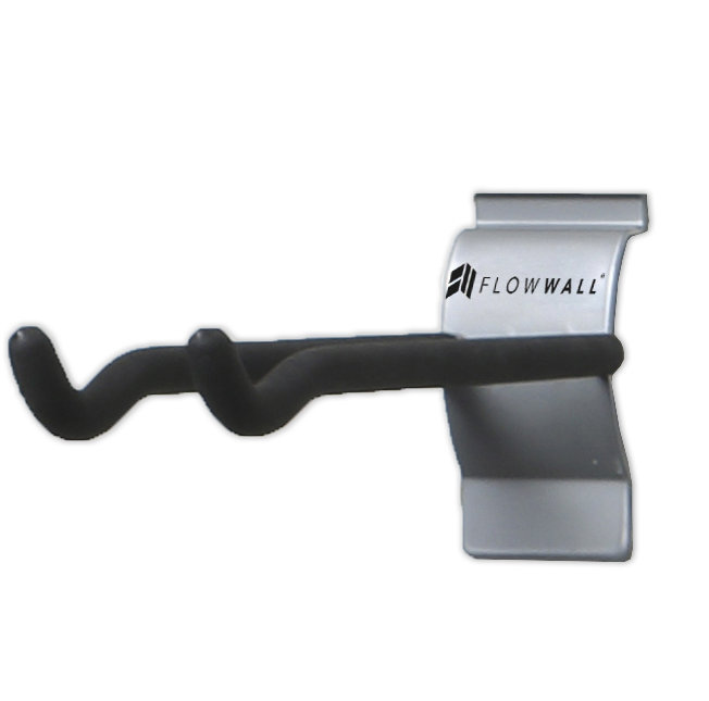 Flow Wall Black and Gray Powder Coated Steel Slatwall Hooks