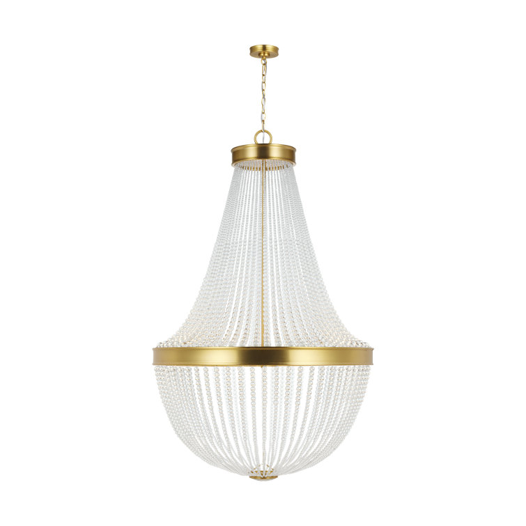 Burnished Brass Beaded 12-Light Empire Chandelier