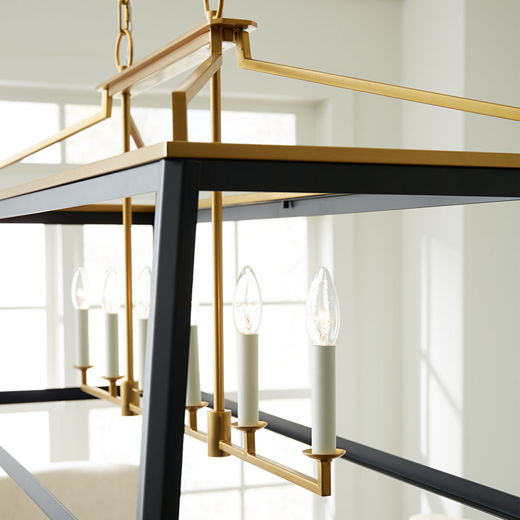 Midnight Black and Brass 6-Light Linear Lantern