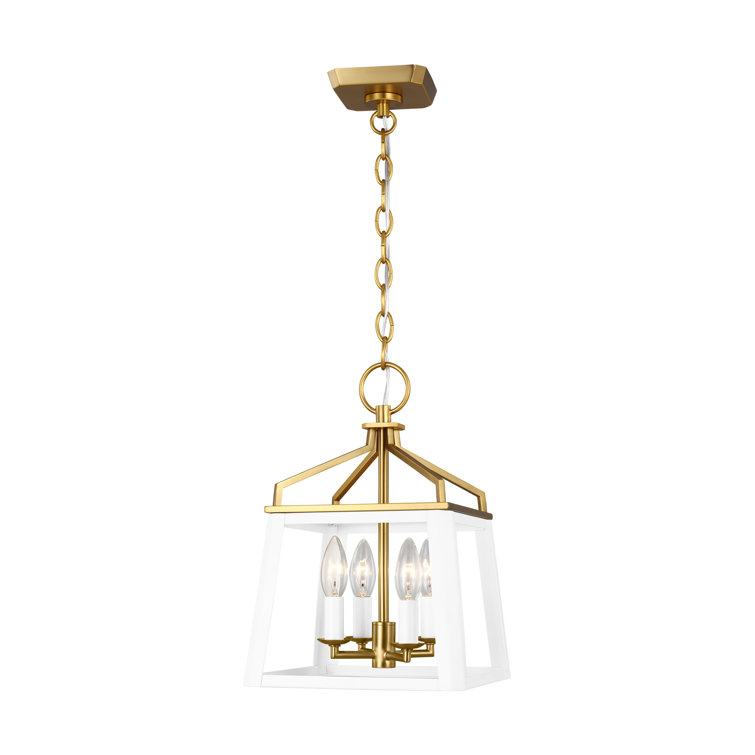 Carlow Matte White Steel Large Square Lantern Chandelier