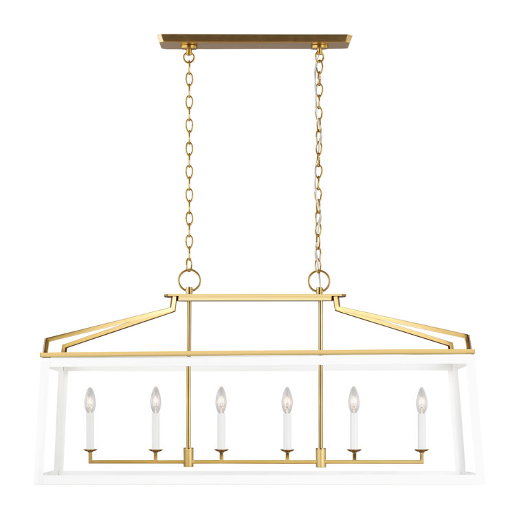 Carlow Matte White 6-Light Traditional Square Lantern Chandelier