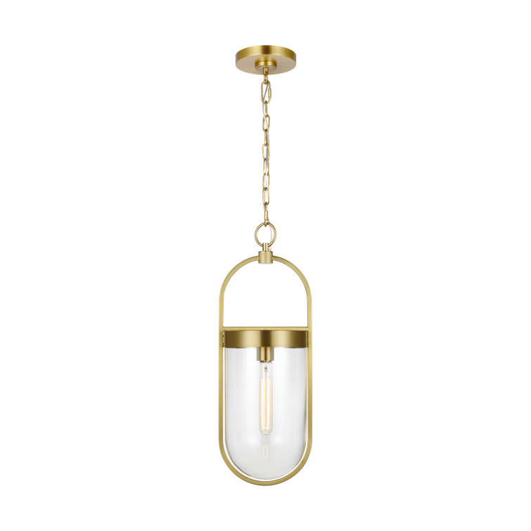Burnished Brass Single Light Geometric Pendant with Glass Shade