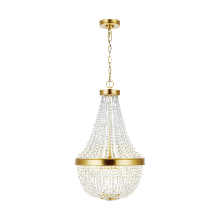 Burnished Brass and Crystal 6-Light Chandelier