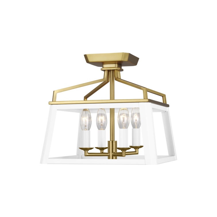 Carlow 12" White Matte Metal Semi-Flush Mount Light