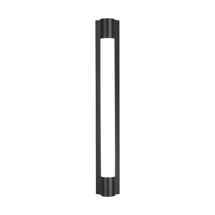 Midnight Black Cylinder LED Vanity Light with Milk Glass Shade