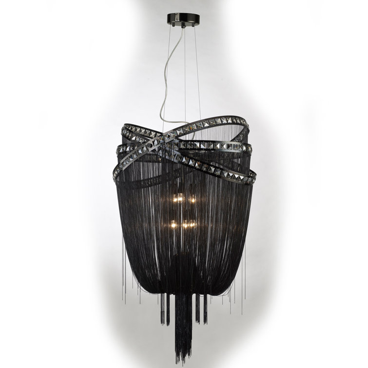 Wilshire Elegance 6-Light Black Chrome Crystal Chandelier