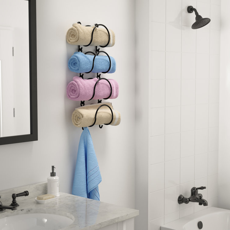 Black Wrought Iron Wall Mounted Towel Rack Set of 4