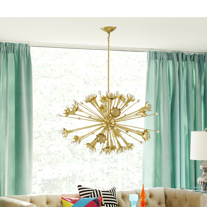 Elegant Sputnik Sphere Chandelier in Antique Brass with Crystal Accents