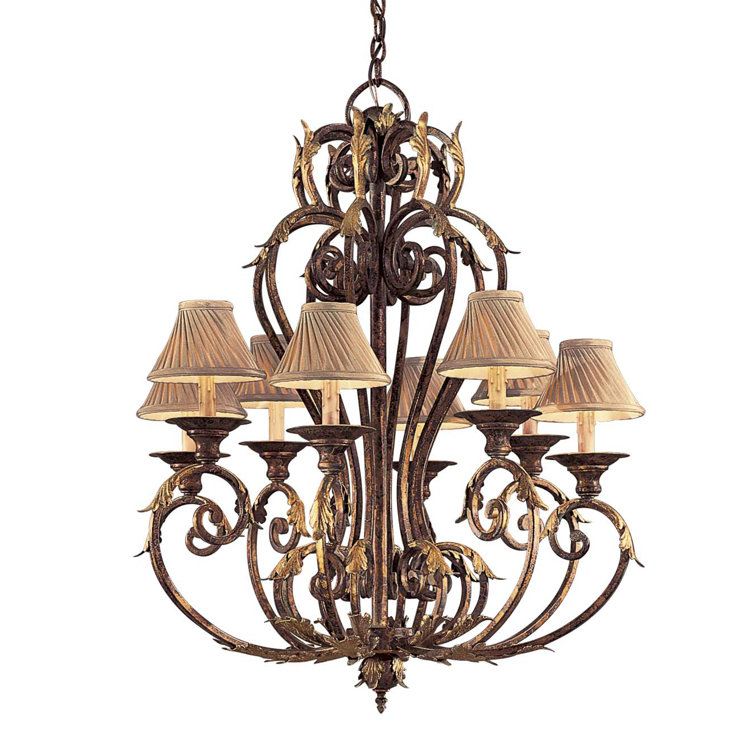 Golden Bronze Steel Eight-Light Traditional Chandelier