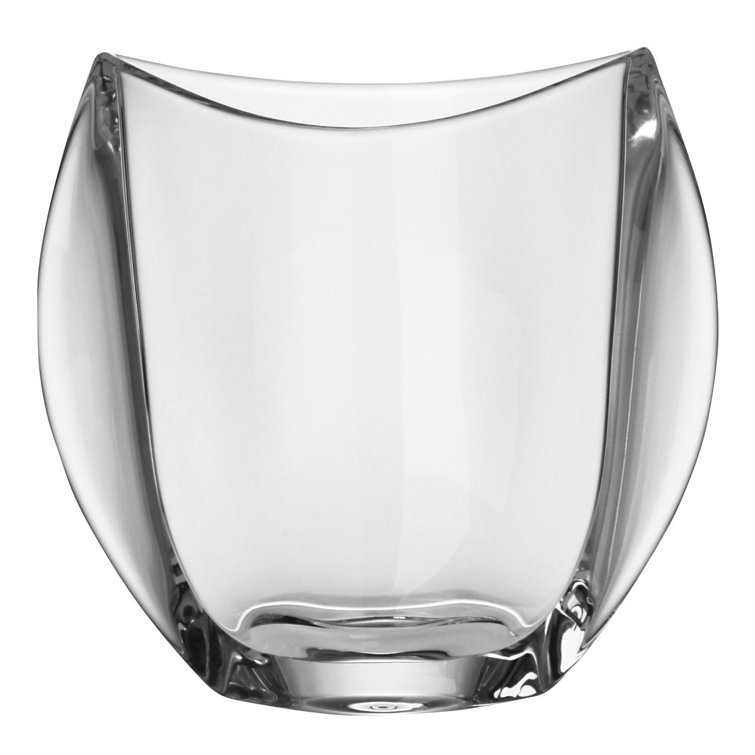 Elegant Clear Crystal Table Vase with Curved Design