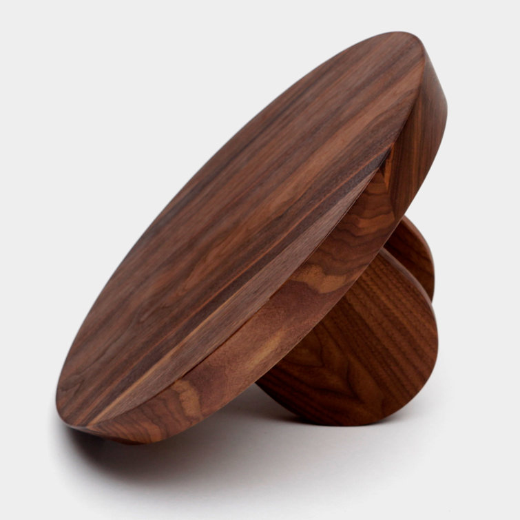 Walnut Round Solid Wood Sofa Tray