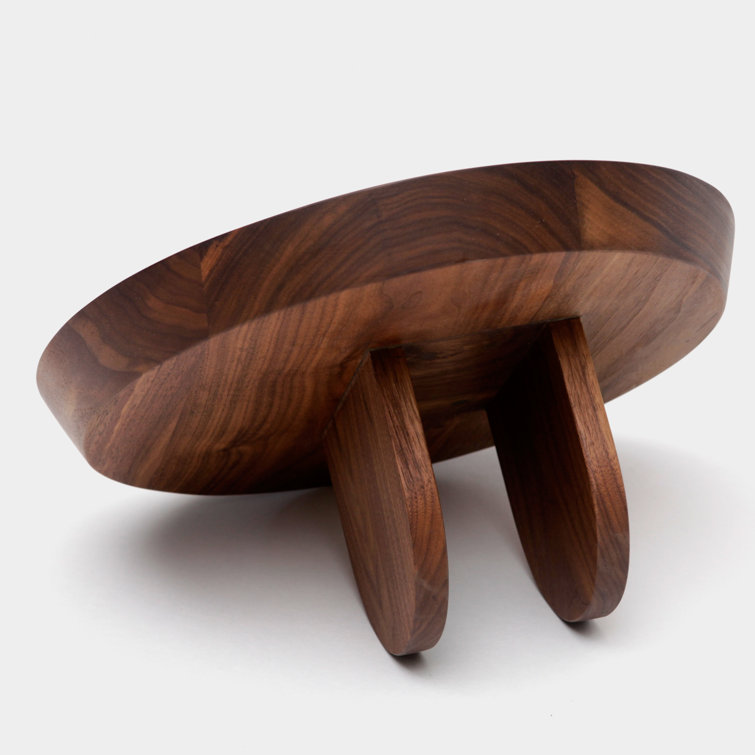 Walnut Round Solid Wood Sofa Tray