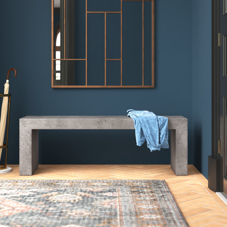 Brinlie Modern 55'' Grey Fiber-Reinforced Cement Outdoor Bench