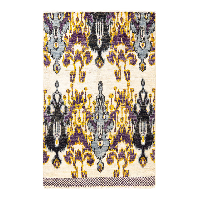 Ivory Elegance Hand-Knotted Wool 4'x6' Turkish-Inspired Area Rug