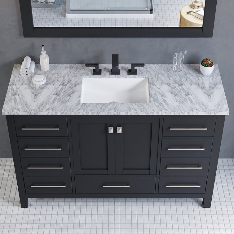 Espresso 42'' Transitional Single Vanity with Carrara Marble Top