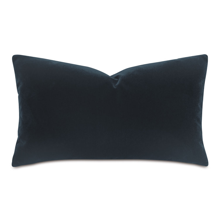 Charcoal Faux Mohair Embroidered Rectangular Pillow 15" x 26"